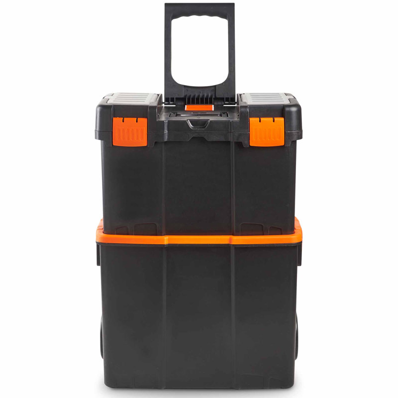  Roller Tool Box with Stackable Boxes ? Secure Mobile Work Centre / Storage Unit / Organiser / Chest / Trolley / Cart for Tools with Lockable Cover and Removable Tray