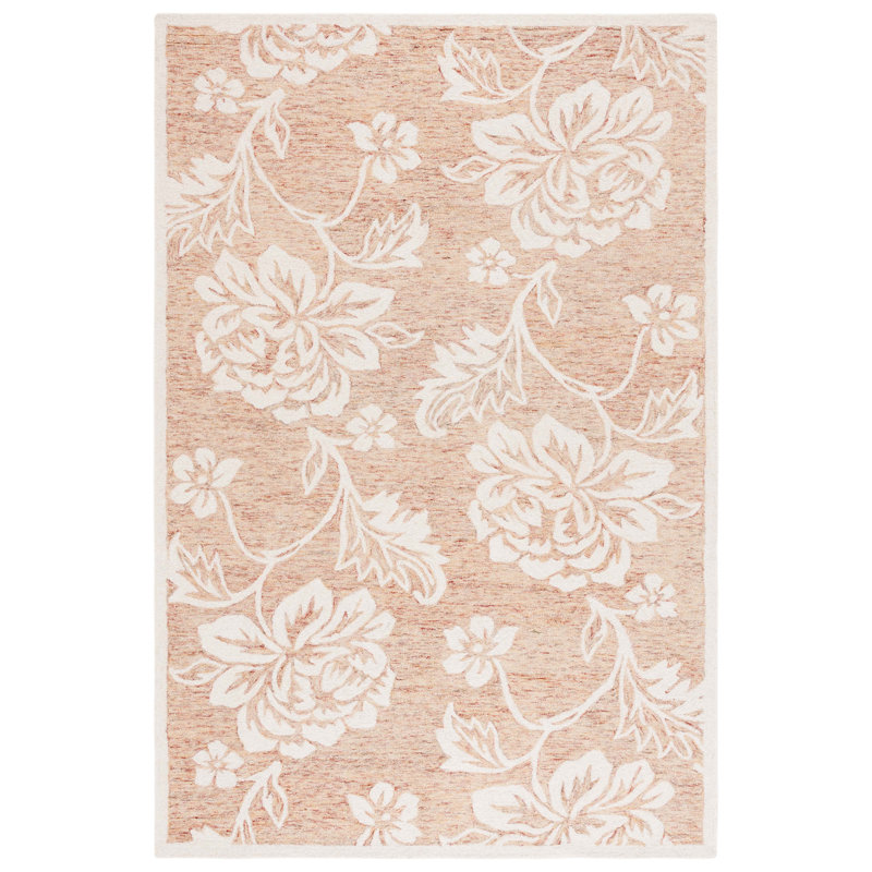 Tapis intérieur / extérieur en laine / coton touffeté à la main Amaure 757 - rouille / ivoire, Rectangle 4 pi x 6 pi