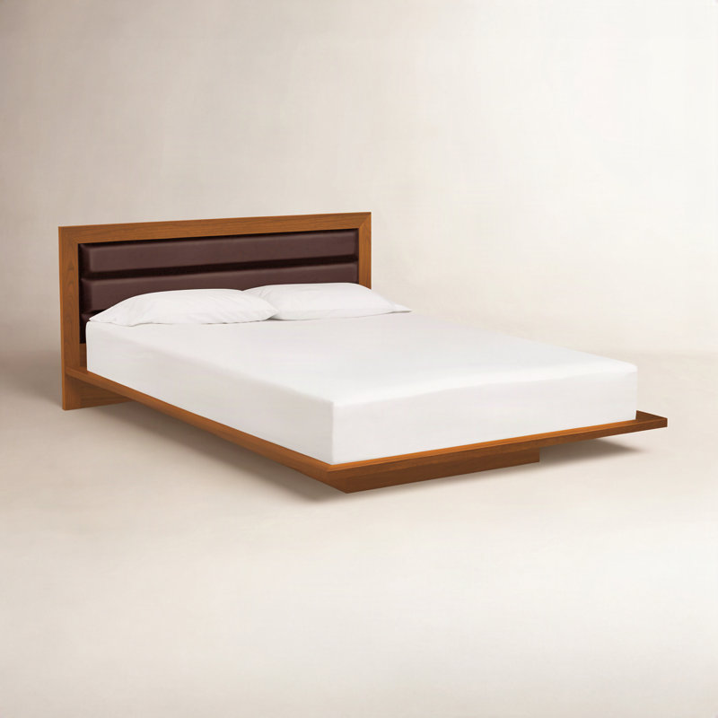 Lit Moduluxe avec tête de lit tapissier de 35 po, Grand lit, Café, Cerisier d'automne