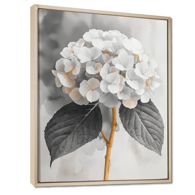 Monogramme d'hortensia avec une tige d'hiver I - hydrangées, art mural