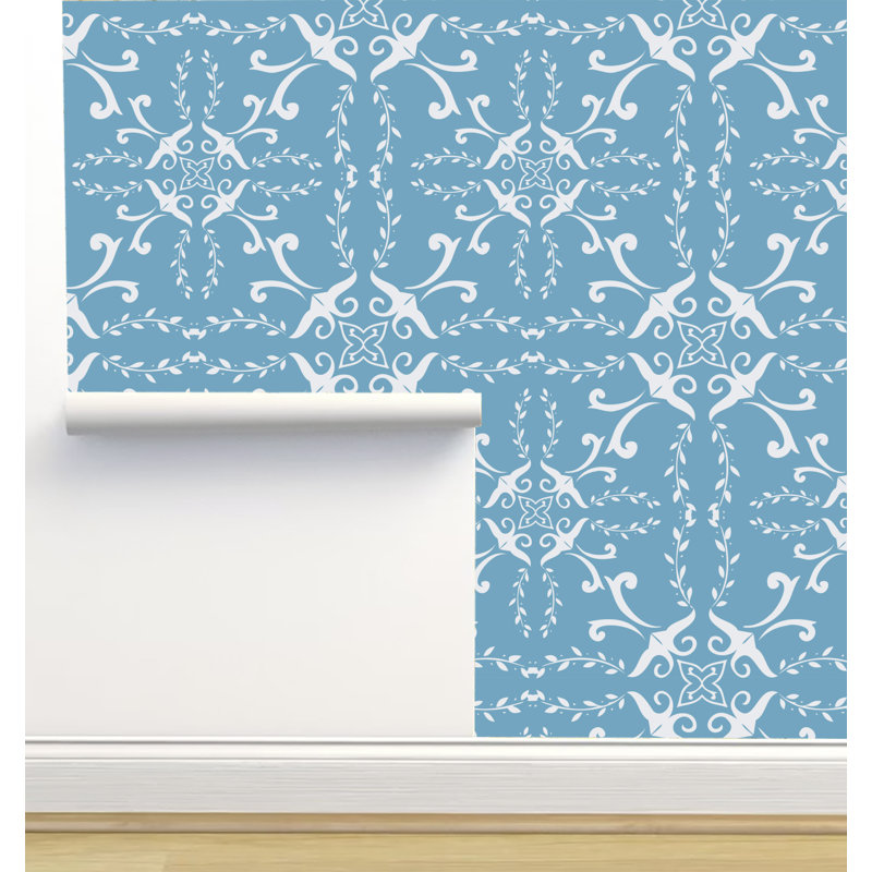 Rouleau de papier peint adhésif 12 pi x 2 pi Monor Designs, Bleu / blanc