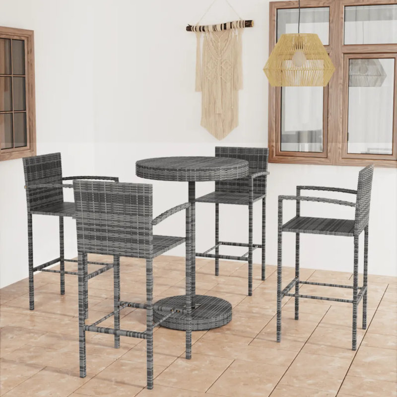 Azion 4 - Person Patio Dining Set with Round Table, Grey