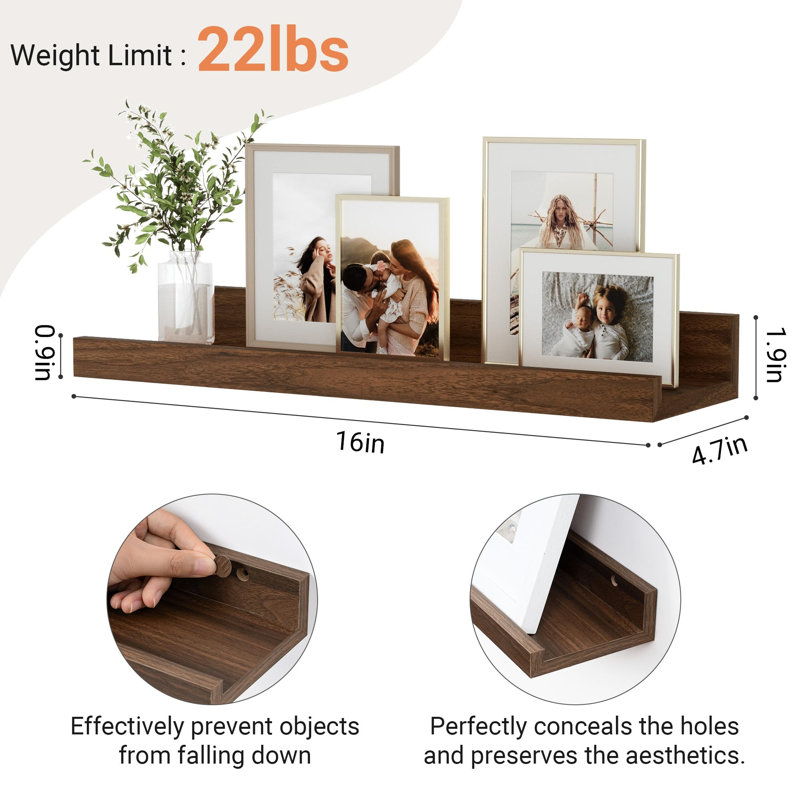 Floating Shelves Set of 2, 40 cm, Walnut