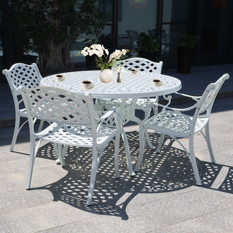 Cast Aluminum 48"Round Patio Dining Table ,White