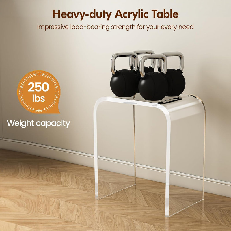 Acrylic End Table, Clear Lucite Coffee Table with Waterfall Edges