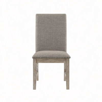 Set Of 2 Side Chairs Upholstered Backrest Seat Nailhead Trim Dining Furniture