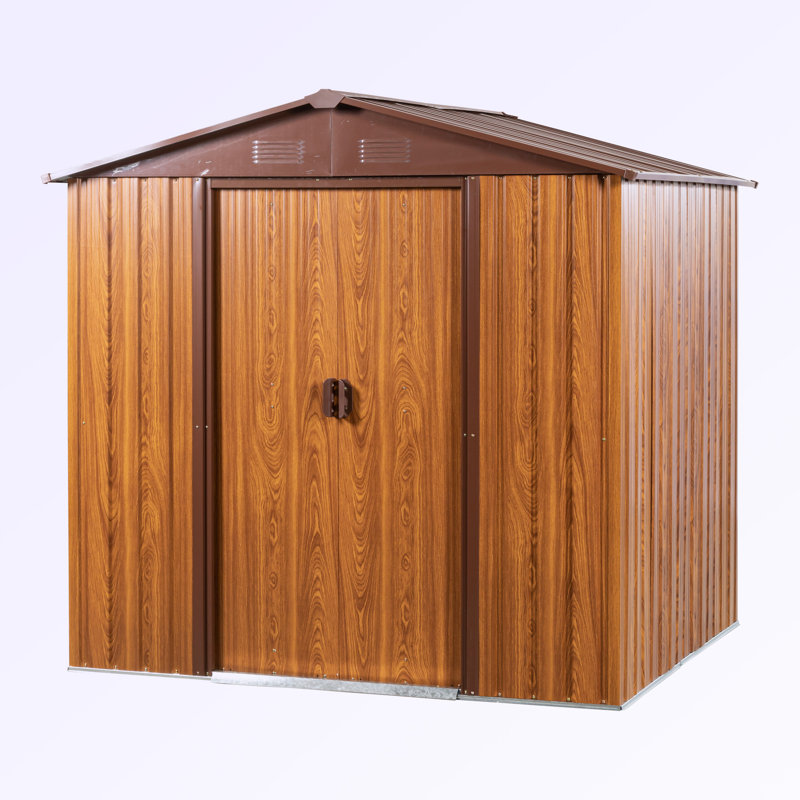Outdoor Metal Storage Shed, Brown, 6.03 ft W x 3.9 ft D