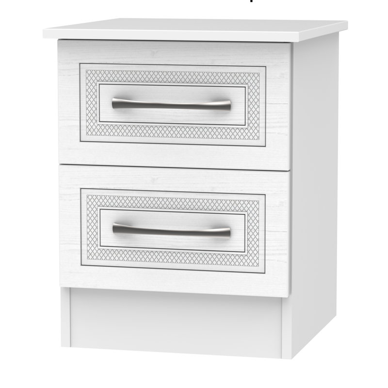 Fully Assembled Hawthorn 2 Drawer Bedside Table, Signature White