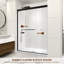 Porte de douche coulissante double l 50 à 54 po x H 72 po, porte de douche encadrée avec verre trempé transparent de 1/4 po (6 mm), portes de douche au fini noir mat avec barre à serviettes, installation réversible-122480977