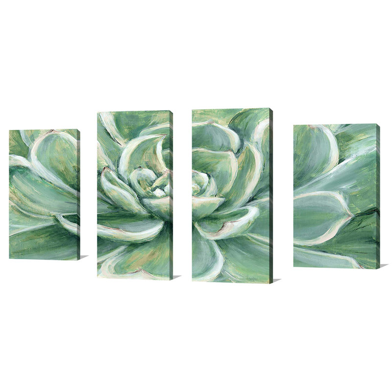 Succulent - Ensemble de 4 toiles tendues, H 38 po x l 72 po x P 1,5 po