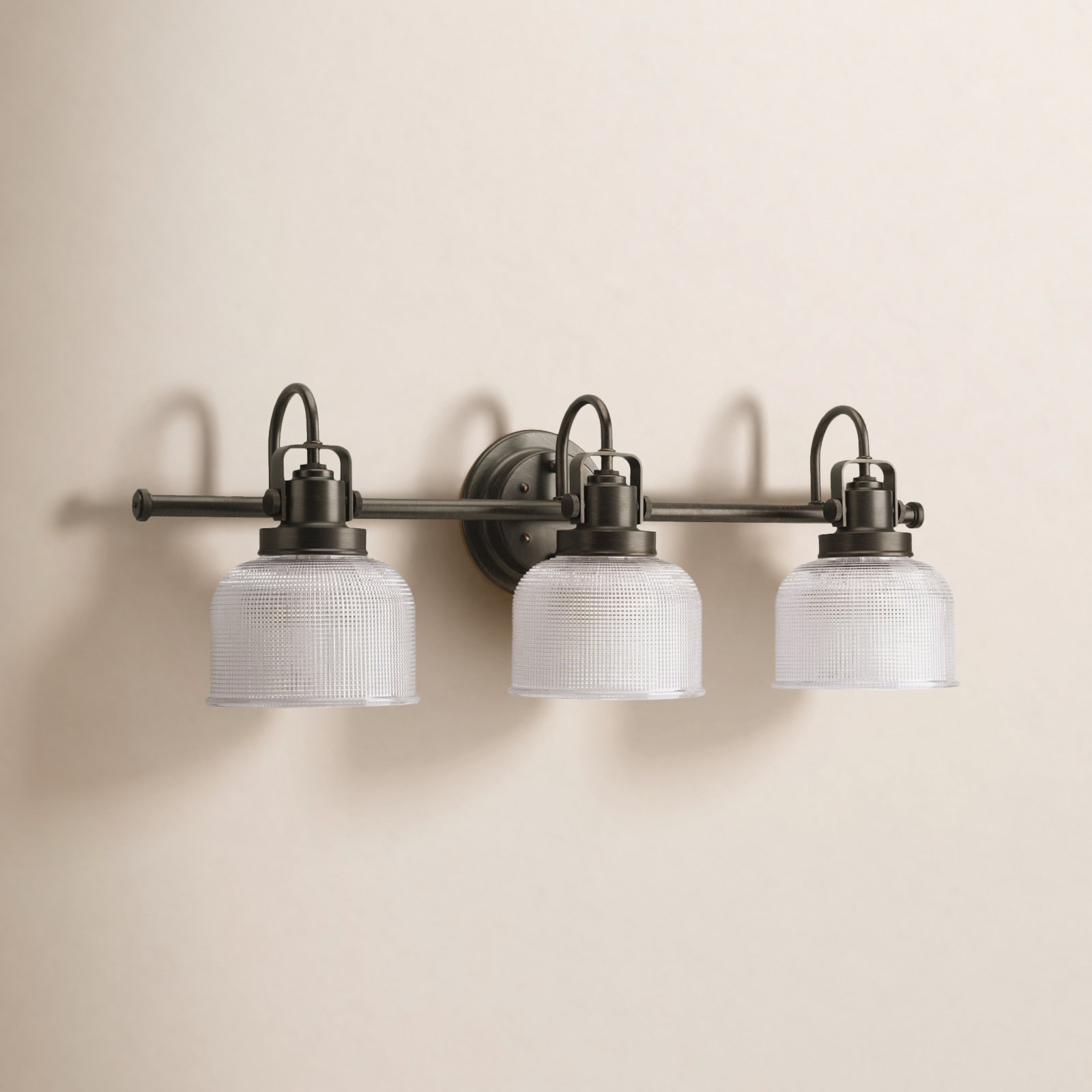 Rosser Dimmable Vanity Light, 8.75"H x 26.25"W x 7.25"D, Venetian Bronze, 3 Lights