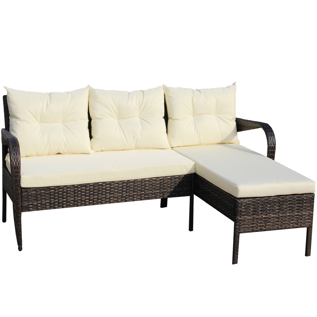 Katie-Anne 49.8'' Wide Wicker Patio Sectional with Cushions Winston Porter