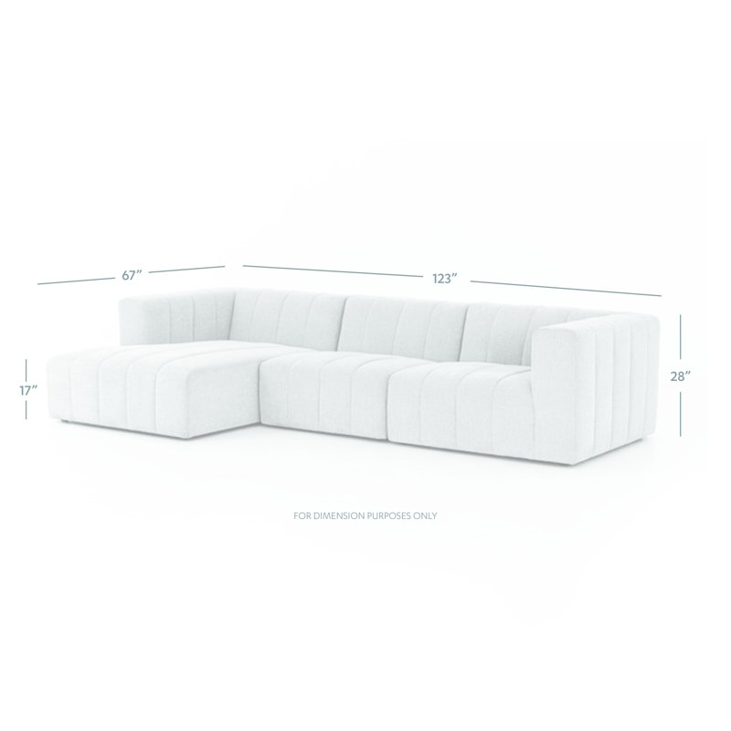 Langham Modular Chaise Sectional, Right Hand Facing, Black, Saxon Charcoal Polyester Blend