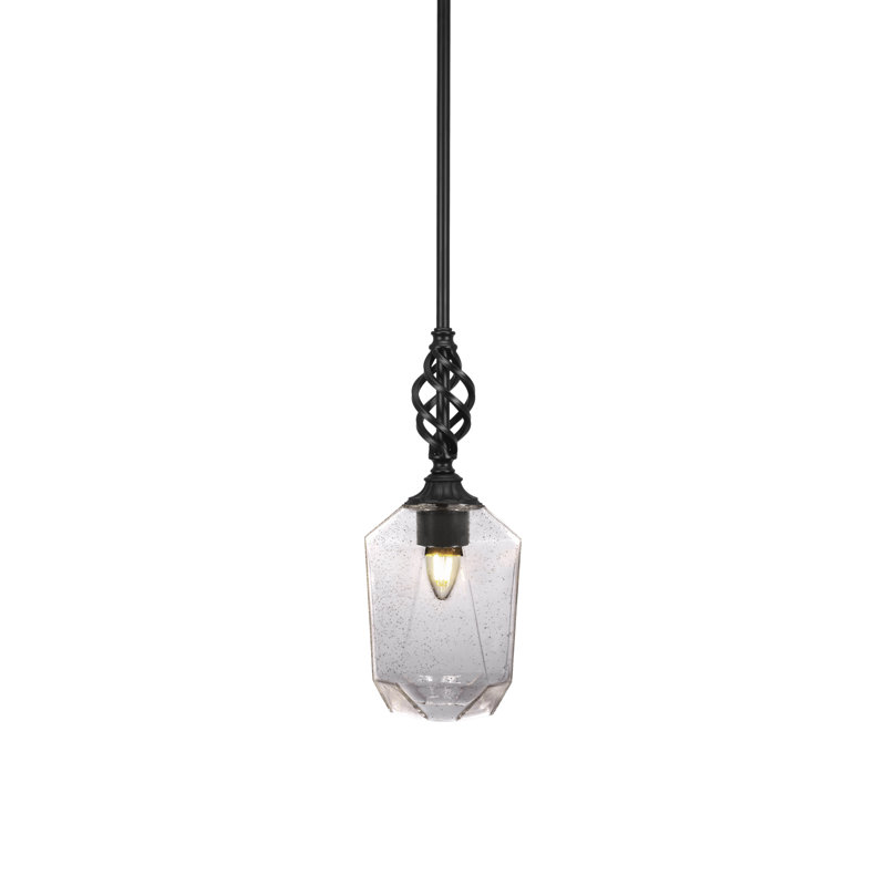 Mini-luminaire suspendu suspendu Elegté avec finition en verre noir mat de 6,25 po