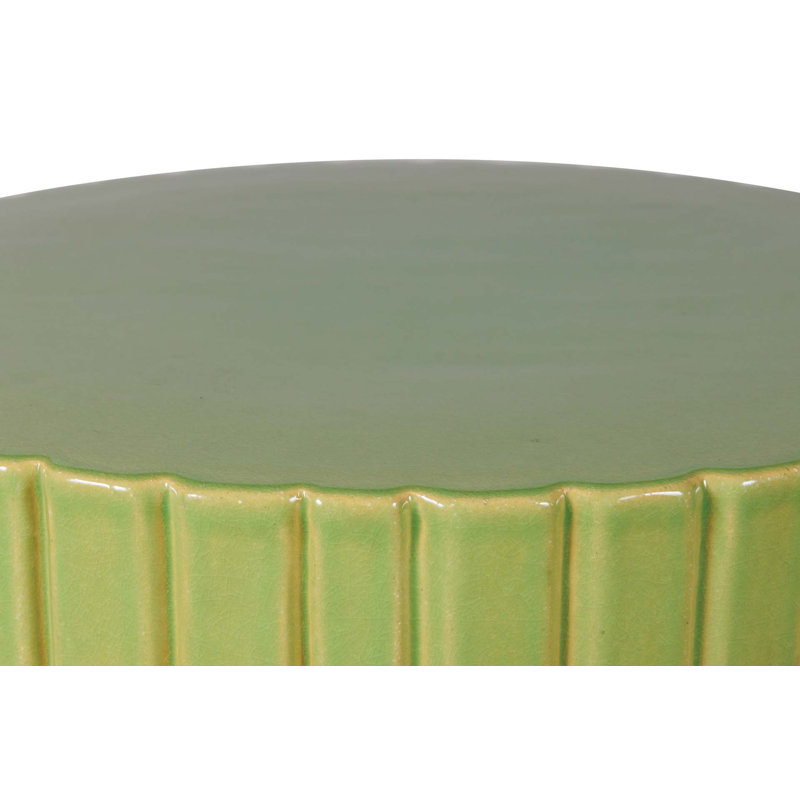 Ceramic Furniture Outdoor Round Side Table, Moss