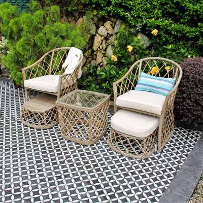 Ensemble bistro avec repose-pieds et coussins Lought