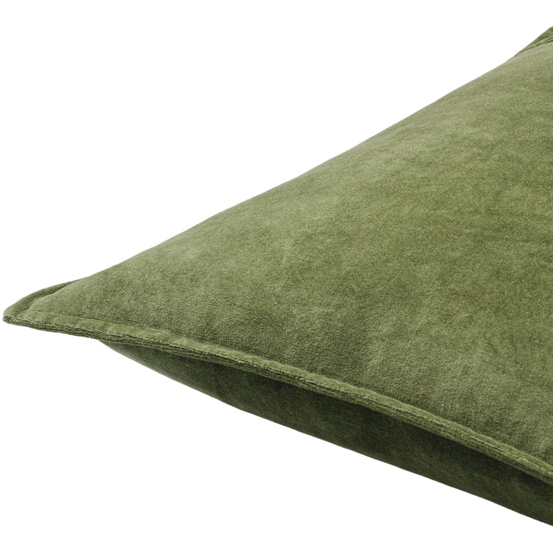 Edgar Square Cotton Velvet Throw Pillow, Dark Green, Polyester/Polyfill, 18"H x 18"W