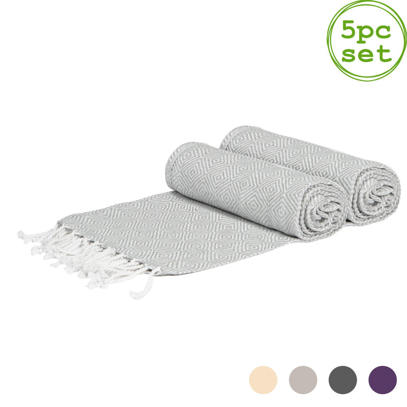 Nicola Spring - Turkish Cotton Chevron Bath Towels - 172 x 90cm, Light Grey