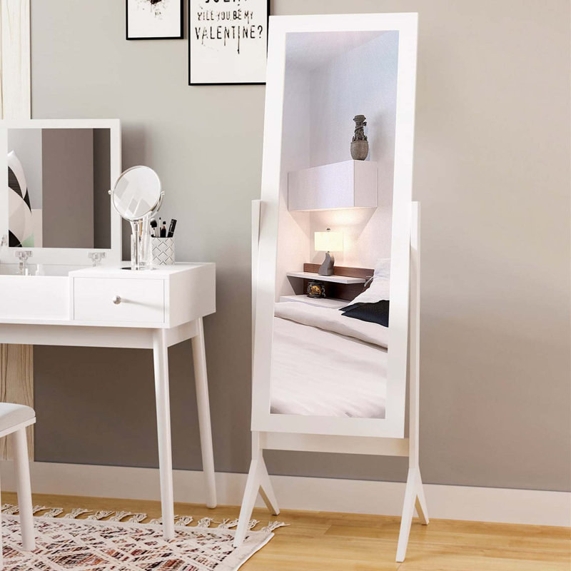 Demetrias Rectangle Floor Mirror, White