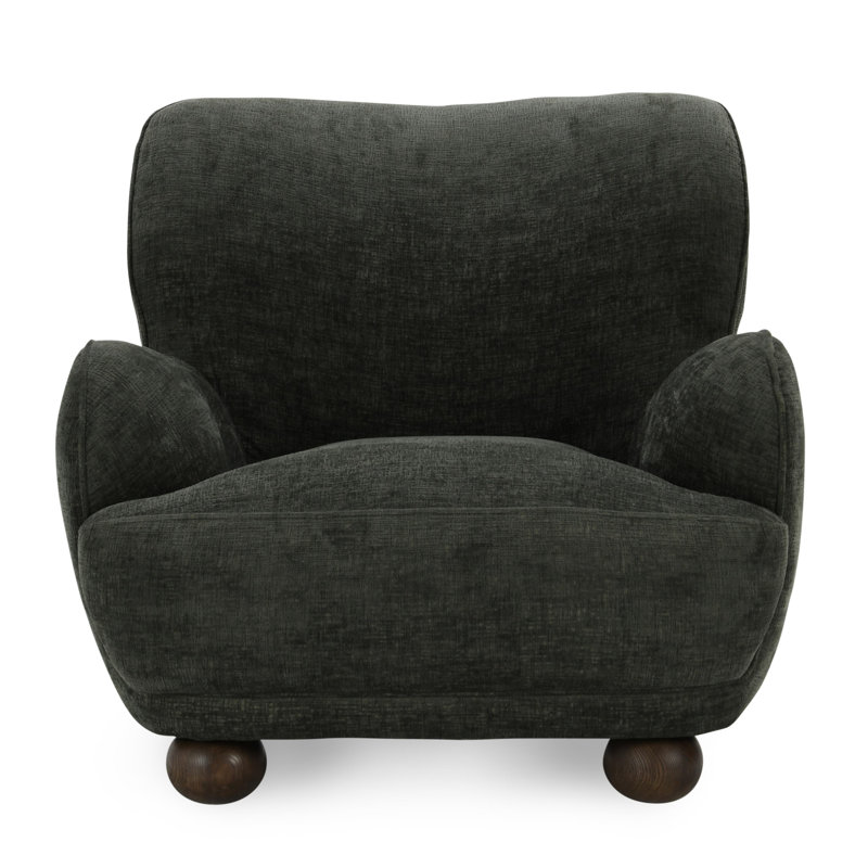 Forest Green Polyester Upholstered Wingback Armchair