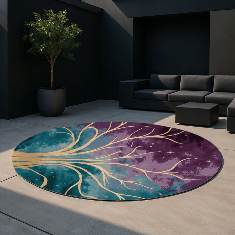 Twilight Meadow Indoor And Outdoor Area Rug, Round 5'