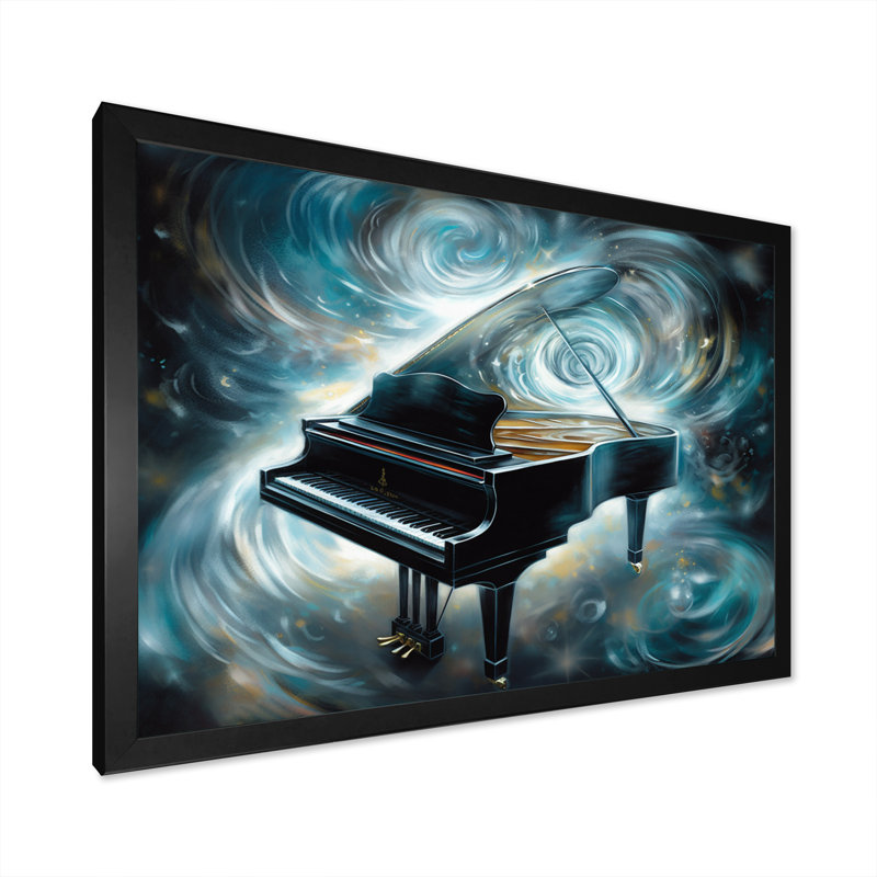 «Piano Abstract II», reproduction sur toile, Cadre simple noir, H 34 po x l 44 po x P 1,5 po