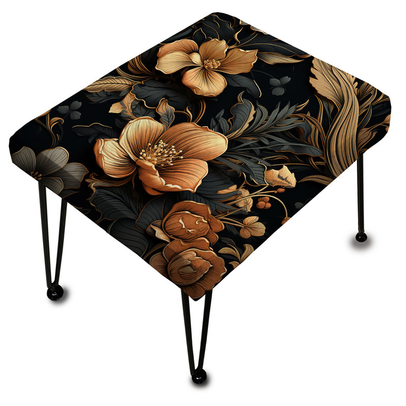 Motif rétro noir Moody - repose-pieds rectangulaire floral