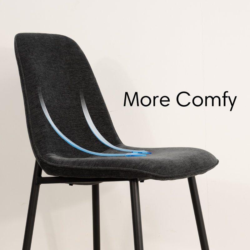 Ensemble de salle à manger rond 5 pièces avec chaises en chenille 39,5 po Folmar, Gris foncé