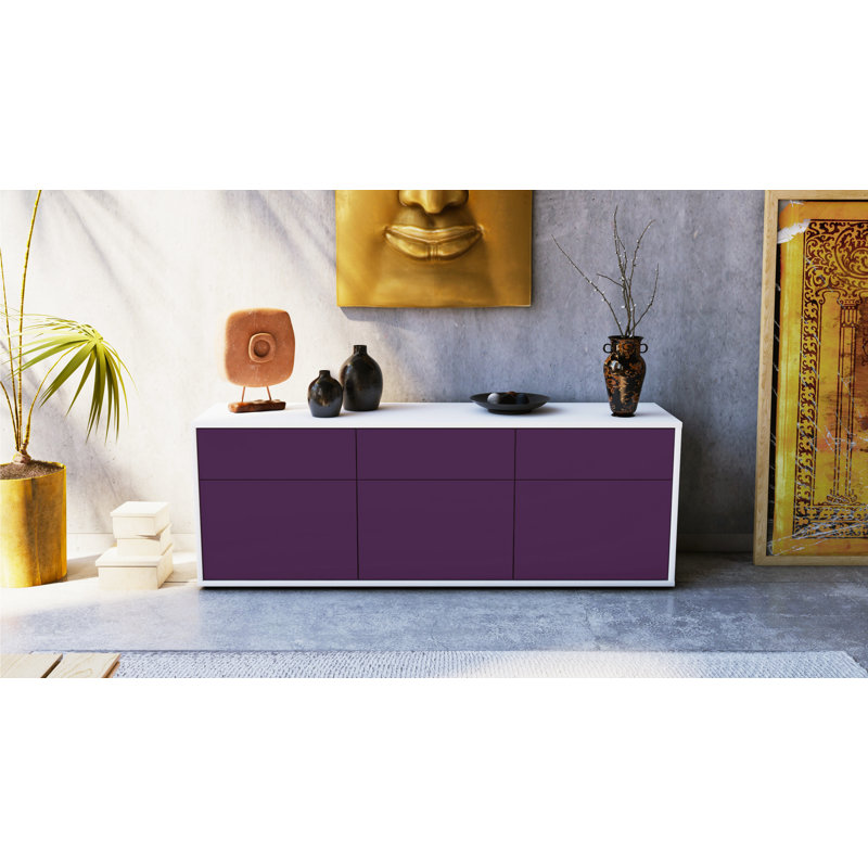 Wynkoop Unfinished TV Stand for TVs up to 60", Purple / Matte White