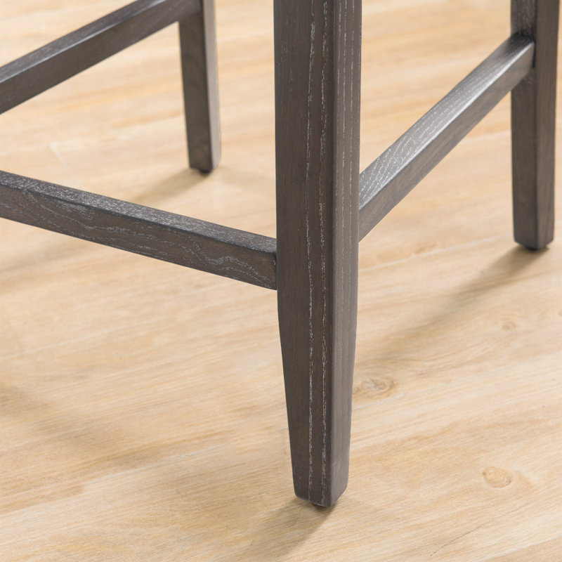 Jennifer Home Upholstered Back Stool with Wood Base for Kitchen, Gray Wash/Heather Gray,  Counter Stool (25.25" Seat Height)