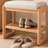 23.6" Natural Solid Wood Shoe Bench with Memory Foam Cushion - Beech Wood Storage Organizer for Entryway, 300 lb Capacity, 2-Tier Shelves, Easy Assembly