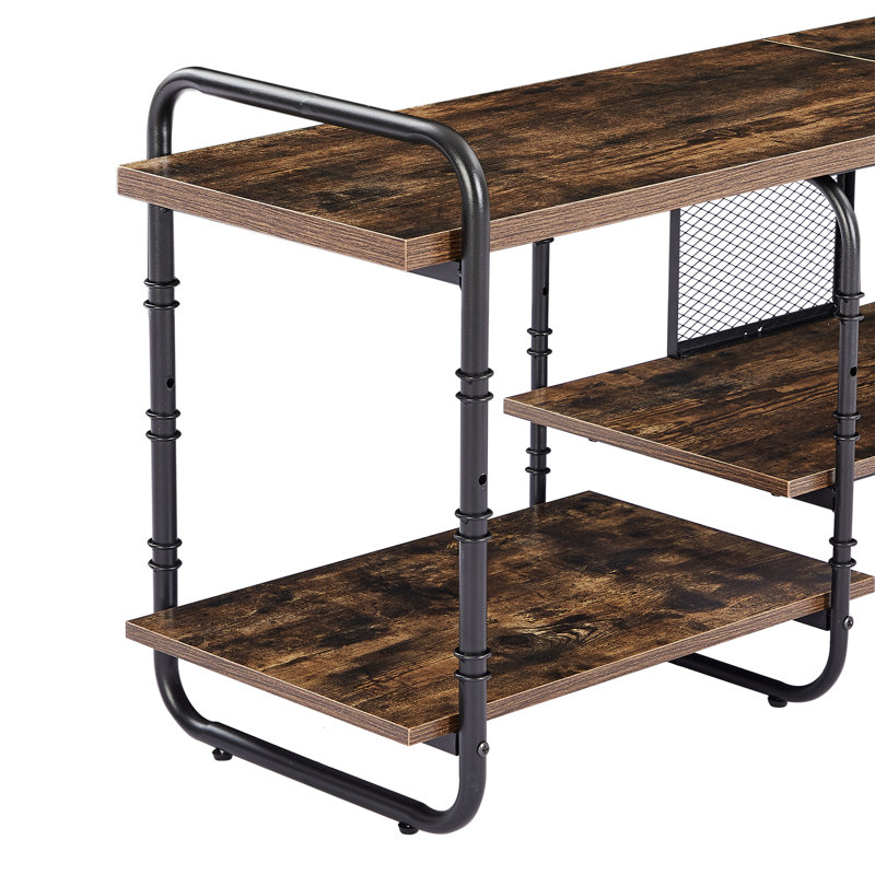 TV Stand for TVs up to 65 Inch, Farmhouse Entertainment Center with Adjustable Storage Shelves, Rustic Brown Industrial TV Media Console Table for Living Room, Bedroom