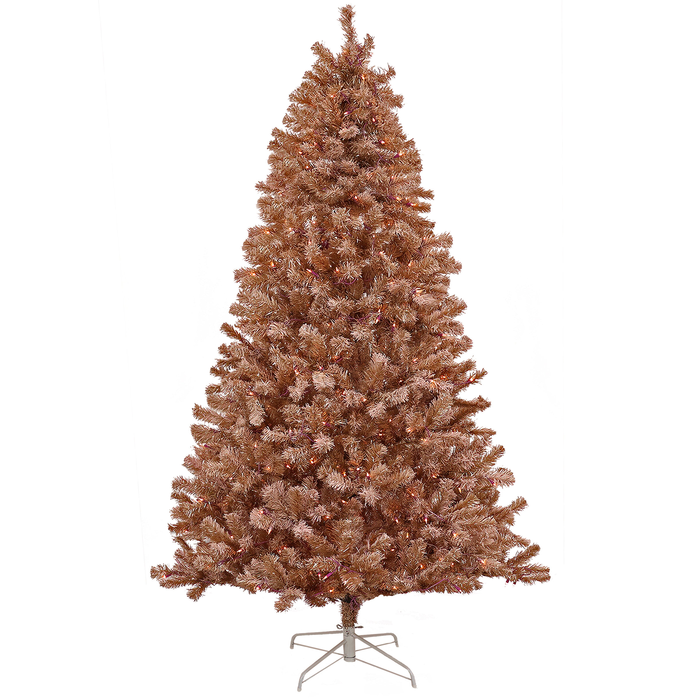 National Tree Company 7.5Ft. Flocked Pink PVC Tree With Clear Lights ...