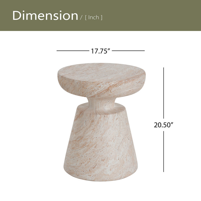 Outdoor/Indoor Lightweight Concrete Side Table, Beige