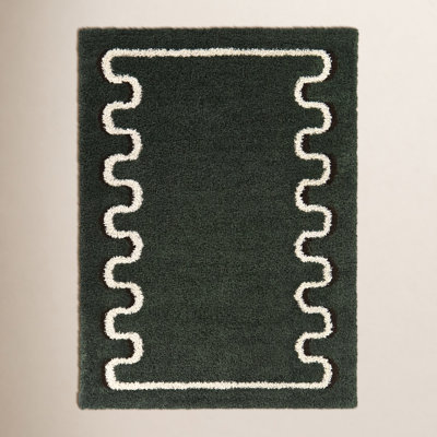 Raffa Green Modern Border Area Rug