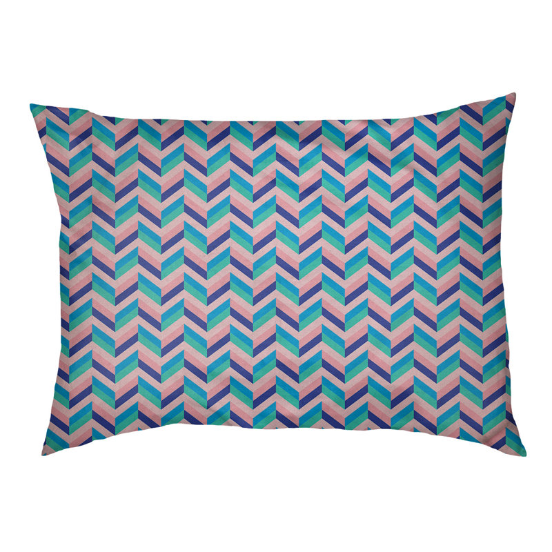 Coussin pour chien chevron Byrge, Grand (l 42,5 po x P 32,5 po x H 14 po), Rose et bleu marine