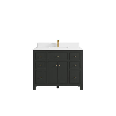 Sonoma X P 22 po Meuble-lavabo simple en D avec comptoir en quartz
