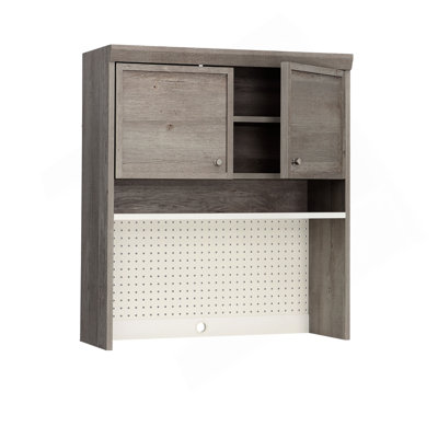 Hutch With Craft Storage, Brown Finish