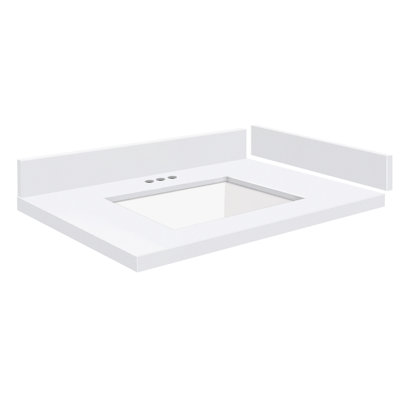 27.75'' Quartz Single Vanity Top with Sink and 3 Faucet Holes -  Transolid, VT27.75x22-1KU-MWT-4