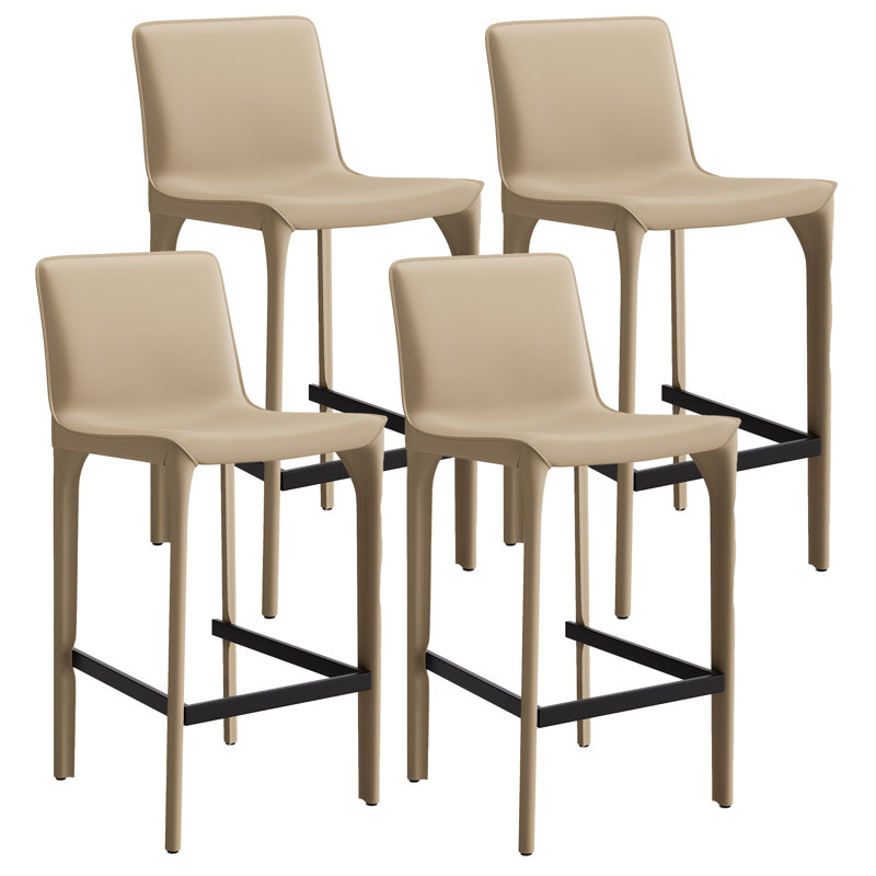 Tabouret de bar H 26 po entièrement assemblé, tabouret de bar rembourré en cuir Saddle avec siège rembourré, tabouret de bar à hauteur de comptoir avec repose-pieds à structure métallique pour comptoir de bar pour îlot de cuisine, kaki