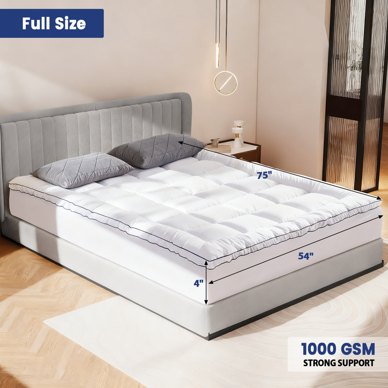 Surmatelas double couche 4 po - Mousse à mémoire de forme 2 po + Housse de refroidissement 2 po pour soulager les maux de dos