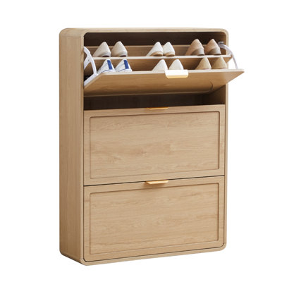 24 Pair Shoe Storage Cabinet With 3 Flip Drawers