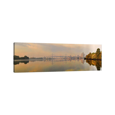 Bridge Across A River, Benjamin Franklin Bridge, Delaware River, Philadelphia, Pennsylvania, USA - Wrapped Canvas Panoramic Print