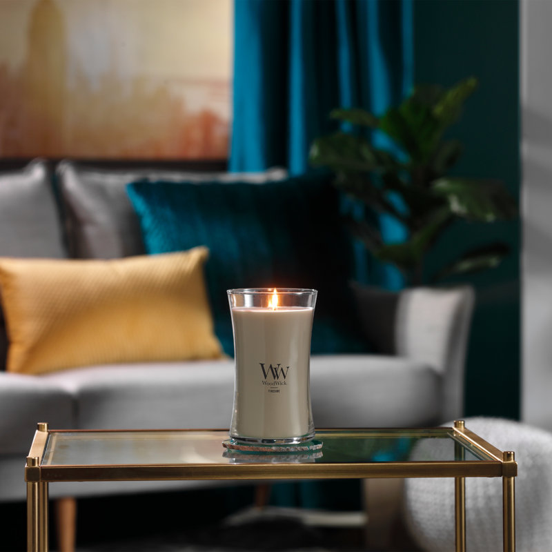 Grande bougie sablier WoodWick® Praline, Gris
