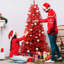 Arbre de Noël - Arbre en PVC rouge pur avec 456 pointes, branches articulées pour une installation facile, support en métal stable, décoration audacieuse des Fêtes-1117951435
