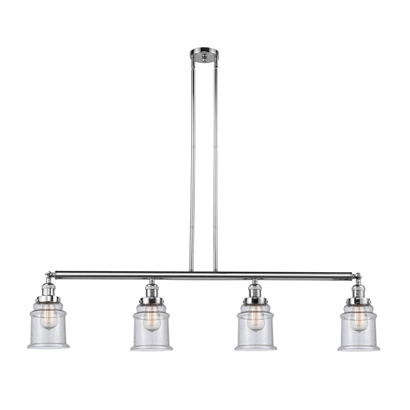 Canton - 4 lumières - 51 po - Chrome poli - Tige suspendue - Îlot réglable, Seeded, Seedy, Polished Chrome