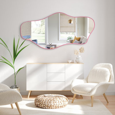 Modern Frameless Asymmetrical Mirror, Irregular Decorative Wall Mirror, 54.5"x24"