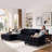 U-shaped Sectional Sofa (Black)