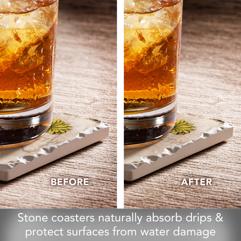 Cactus Flowers 4-Pack Tumbled Tile Stone Coasters