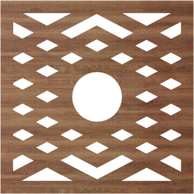 18"OD x 4 5/8"ID x 1/4"T Chevron Wood Fretwork Pierced Ceiling Medallion, Cherry